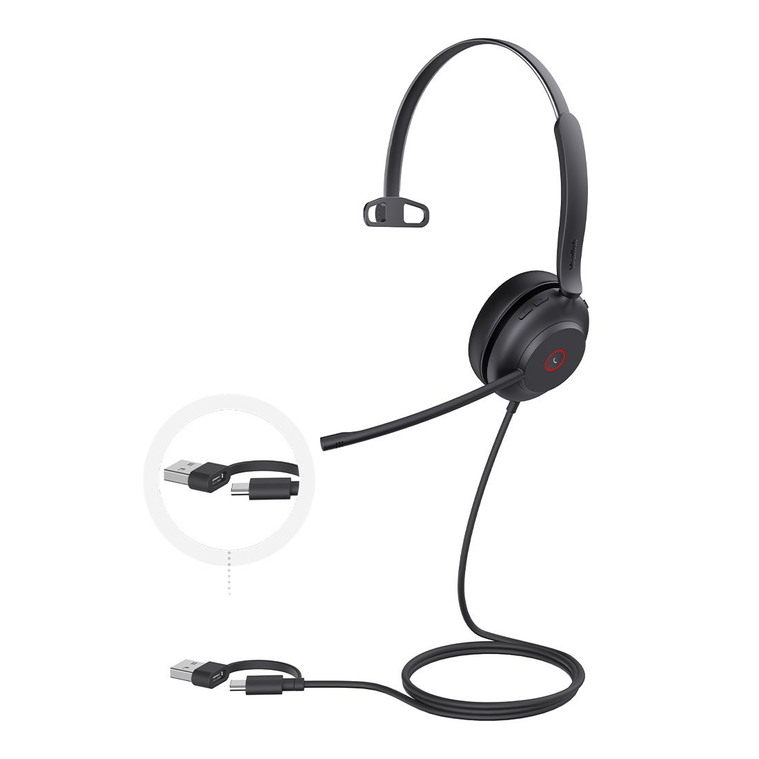 Yealink UH37 Mono USB Wired Headset, UC, USB-C/A, 35mm Speaker, Busylight, Leather Ear Cushion,HD Audio, 2Mic Noise Killer, Microsoft Teams  UC