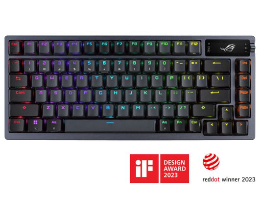 ASUS ROG AZOTH/NXSW/US/PBT (Snow Switch) Gaming Keyboard, OLED Display, NX Snow Switch, 75 Keys, Tri-mode Connection, Quiet