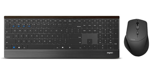 RAPOO 9500M Bluetooth  2.4G Wireless Keyboard Mouse Combo Black- Multi-Device connection - Adjustable1600DPI 4.5mm Ultra-Slim.