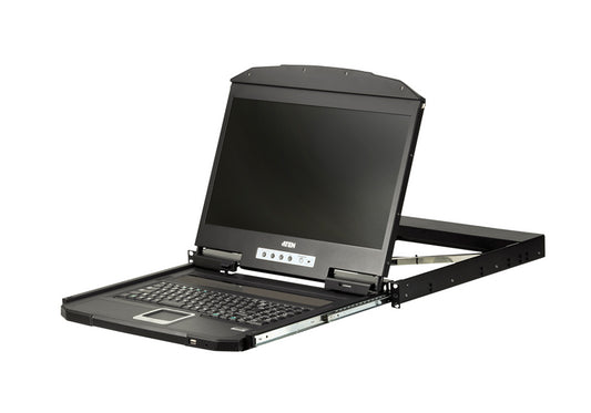 Aten Rackmount Single Rail LCD Console VGA USB w/ 18.5" LCD Display, 1x Custom KVM Cable Included, 1366x768@60hz Display, LED Illumination