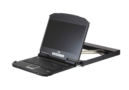 Aten Rackmount Dual Rail LCD Console VGA,HDMI,DVI  USB w/ 18.5" LCD Display, 1x Custom KVM Cable Included, 1920x1080@60hz Display, LED Illumination L