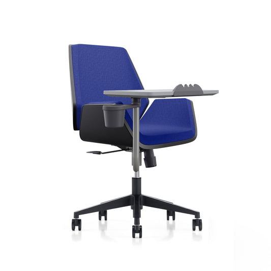 LDR Flex Learn 360 Chair –Training chair with writing table,moulded foam, fabric seat/back,alloy basesmooth castors.Huddle Space and Training,Blue