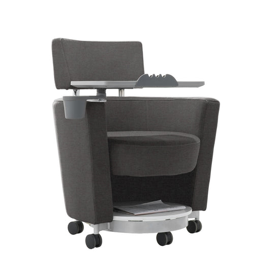 LDR 'Flex Learn' Ultra -Training Room Chair, Soft touch lounge design, Ergonomic, storage shelf under seat. Tray Platform for laptop, cup holde, Black