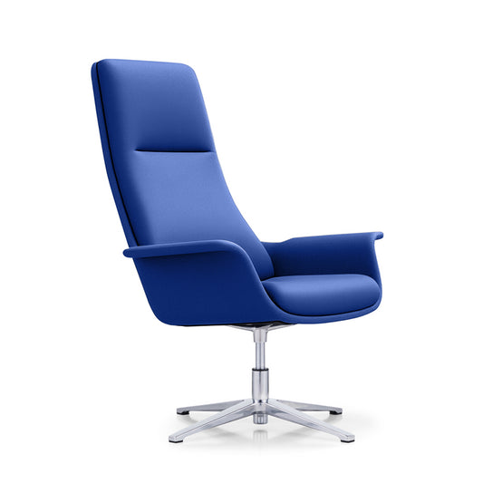 LDR Focus 360 Chair–High back executive chair with moulded foam,PU or fabric finish,fixed mech4-star alloy base,Perfect for Huddle rooms,Blue