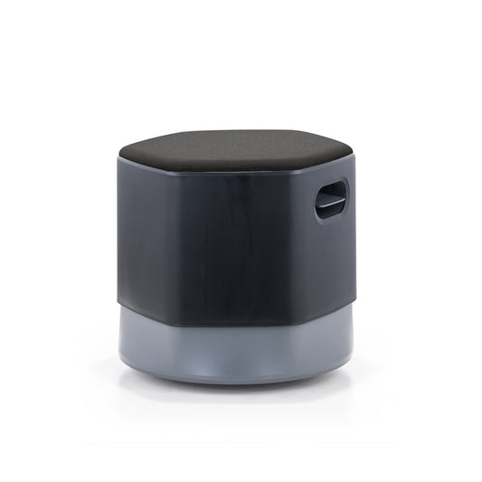 LDR Focus Mini Stool–Height-adjustable tumbler stool with moulded foam, rounded base, lightweight grey plastic build. light weight,easily movab,Black