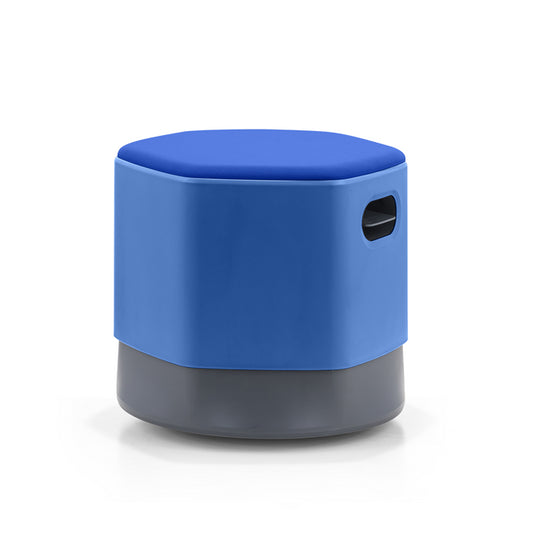 LDR Focus Mini Stool–Height-adjustable tumbler stool with moulded foam, rounded base, lightweight grey plastic build. light weight,easily movab,Blue