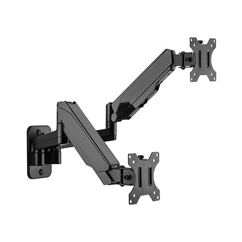Brateck Dual Monitor Wall Mounted Gas Spring Monitor Arm 17"-32",Weight Capacity (per screen)8kg, Matte Black