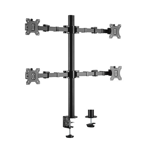 Brateck Quad Monitors Affordable Steel Articulating Monitor Arm Fit Most 17"-32" Monitors Up to 9kg per screen VESA 75x75/100x100 (LS)