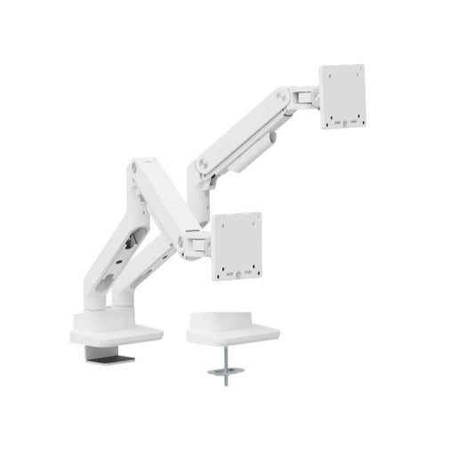 Brateck LDT81-C024-W NOTEWORTHY HEAVY-DUTY GAS SPRING DUAL MONITOR ARM Fit Most 17"-35" Monitor Fine Texture White (LS)