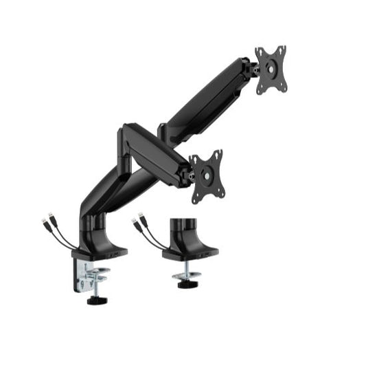 Brateck LDT82-C024UC DUAL SCREEN HEAVY-DUTY GAS SPRING MONITOR ARM WITH USB PORTS For most 17"~35" Monitors, Matte Black(LS)
