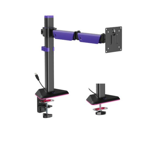 Brateck LDT89-C012L Articulating RGB Lighting Gaming Monitor Arm Matte Black, Fit Screen Size: 17"-40" Up to 12 KG