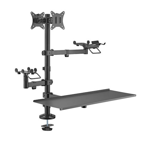 Brateck POS Mounting Solution For Dual Screens (with keyboard tray), Fit Screen Size:17"-32"m, Weight Capacity (per screen): 9kg  (LS)