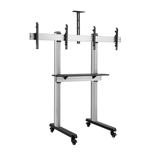 Brateck Dual Screen Video Conferencing TV Cart for 45"-55" TVs Up to 50kg each, Fine Texture Grey, 2009x1000x2460mm (LS)