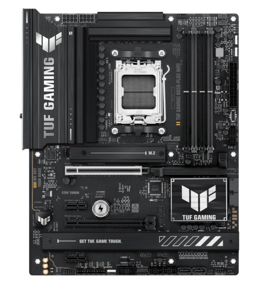 ASUS AMD TUF GAMING B850-PLUS WIFI (AM5) ATX Motherboard 4x DDR5 192GB, 1x PCIe 5.0 x16 slot, 3 xM.2 slots, 4x SATA, Wi-Fi 7,   Realtek 2.5Gb
