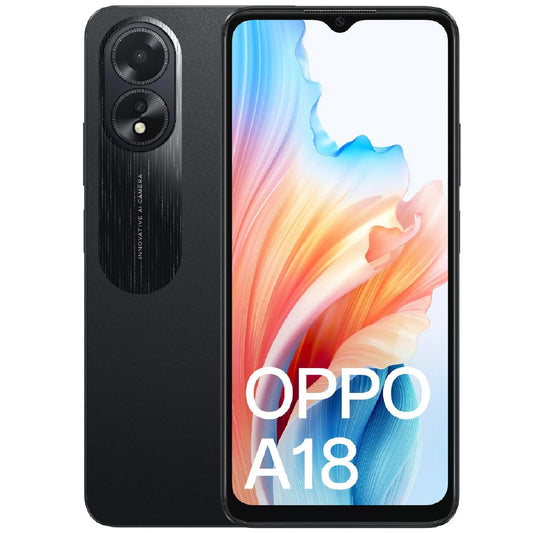 OPPO A18 4G 128GB - Glowing Black (CPH2591AU Black)*AU STOCK*, 6.56", HD+, 90Hz, 4GB/128GB, 8MP/5MP, Dual SIM, 5000mAh, 2 Years Warranty