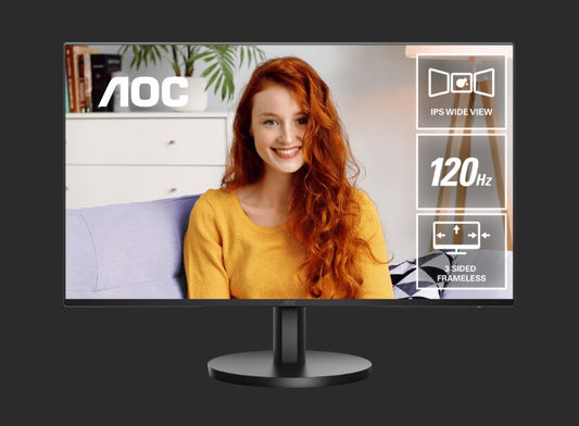AOC 23.8" 1920 × 1080 FHD. 120Hz. 1ms. 4ms. Anti-Blue Light, USB-C (DP Alt, 65W) × 1, HDMI 1.4 ×1.2Wx2 Speakers. IPS Monitor 2025 New