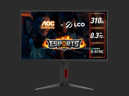 AOC 24.5" Fast IPS,1920 × 1080 FHD, 310Hz, 0.3ms, HDR400, HAS Stand, G-sync Compatible Gaming Monitor