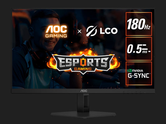 AOC 27" 180hz 1ms VA, FHD 1080 Adaptive Sync, 300 cd/m2, HDMI 2.0, DP 1.4, Line in  Earphone x 1,  VESA 100mm, Flicker FREE,  Gaming Monitor (LS)
