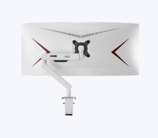 (LS)AOC AM402W White Desk-mount Monitor Arm  aluminum Alloy Structure. Mechanical Spring. Full Range Motion 17-34" up to 9KG VESA 100 and 75mm