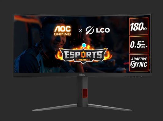 AOC 34" WQHD VA,1500R,180Hz,1ms,Adaptive Sync,HDR10,Shadown Control,Dark Boost,Flicker Free,Low blue mode,Gaming mode