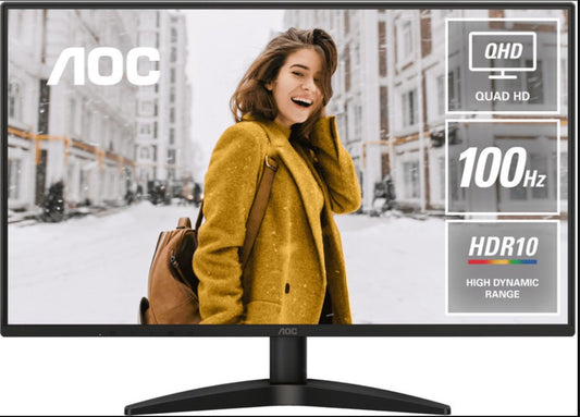 AOC 27" Q27B36  27" IPS QHD 2560x1440, 4ms, 350cd/m2, 100Hz, HDR10, IPS, Adaptive Sync, DP, HDMI, VESA 100x100mm (LS)