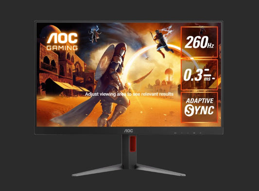 AOC 27" 260Hz 2560 × 1440 (QHD) 0.3ms, HDR400, Fast IPS, HDMI2.0 × 1 DisplayPort1.4 × 1 Adaptive Sync,  Height Adjust Gaming Monitor