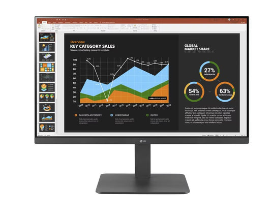 LG 27'' IPS Color Calibrated 5ms FHD 1920 x 1080 Height Adjust with 2x Speakers, DVI-D, HDMI, DP, USB Port, Office Monitor New 2025