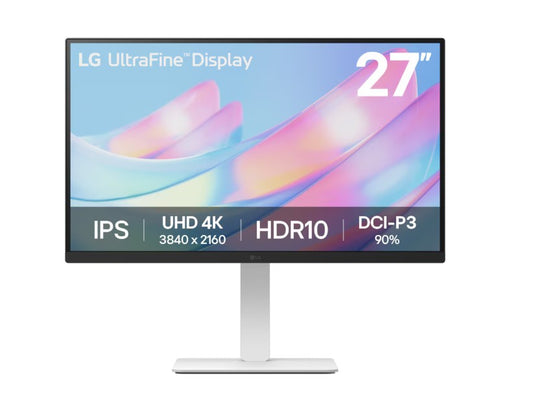 LG 27" UHD 4k 3840×2160 (16:9) IPS display HDR10, Height Adjustable, 3 side Borderless, LG Switch, Office and Professional White Monitor
