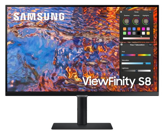 Samsung 27" ViewFinity S80PB UHD 60Hz IPS HRD Monitor USB-C LAN 3840x2160 5ms Height Adjust Tilt Swivel Pivot DisplayPort HDMI USB Hub USB-C VESA