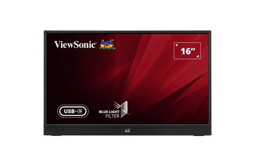 ViewSonic 16" IPS VA1655 FHD, 60w USB-C, Mini HDMI, Speakers Video Extension, vertical display, 53 degree tilt, Mac. 1KG Ultra Portable Monitor, Stand