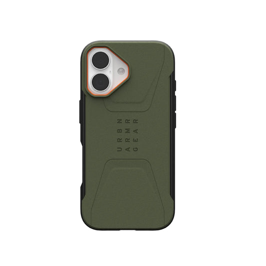 UAG Civilian Magsafe Apple iPhone 17 (6.3") Rugged Case - Olive/Orange (114547117297), 20ft. Drop Protection (6M), Raised Screen, 10 Years Warranty