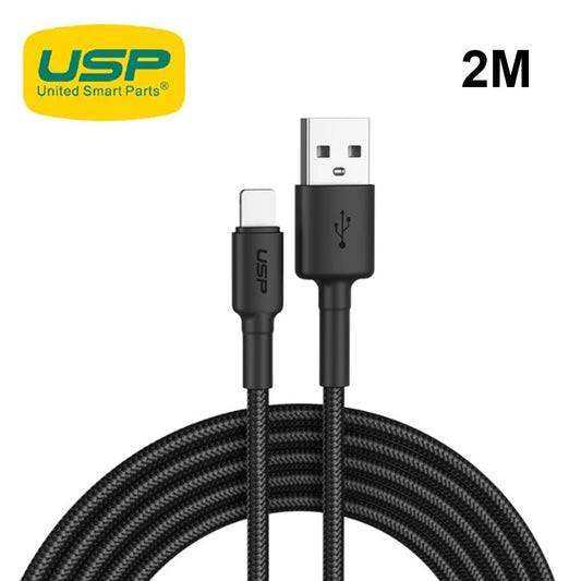 USP BoostUp Braided Lightning to USB-A Cable (2M) Black - Quick Charge  Connect, 2.4A Rapid Charge, Durable, Nylon Weaving, Apple iPhone/iPad/MacBook
