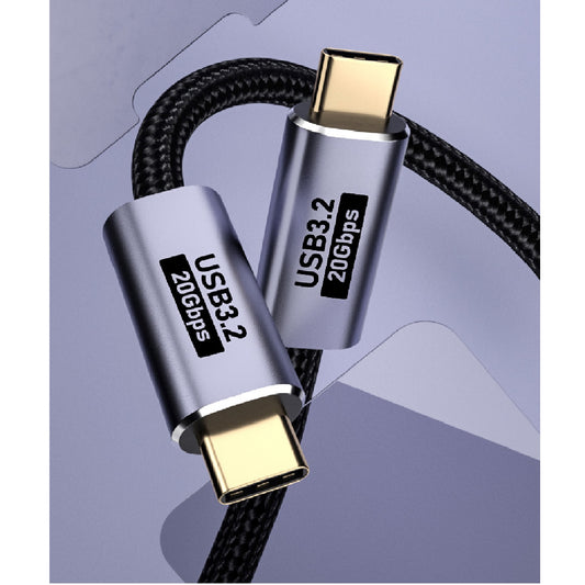 USP BoostUp Cafule Braided USB-C to USB-C (3.2 Gen2) Charge  Video (8K@60Hz) Cable (1M) Black - 5A/100W, Support 20Gbps, Suitable for USB-C Devices