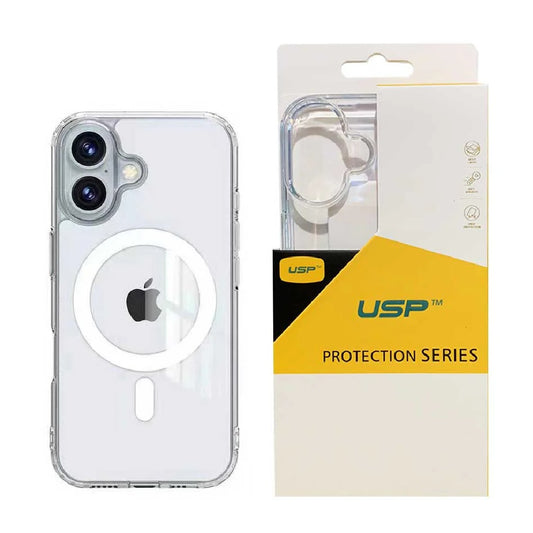 USP Apple iPhone 16 (6.1") Clear Rock Shockproof Case with MagSafe - Ultra-Thin, Lightweight, Non-Slip, Multi-Layer, Strong And Durable Materials