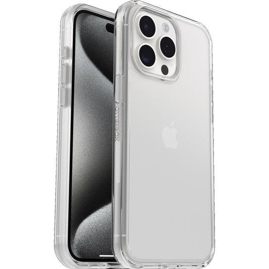 OtterBox Symmetry Clear Apple iPhone 15 Pro Max (6.7") Case Clear - (77-92658), DROP+ 3X Military Standard, Raised Edges, Ultra-Sleek,7 Years Warranty