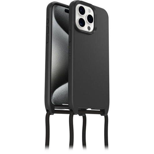 OtterBox React Necklace MagSafe Apple iPhone 15 Pro Max (6.7") Case Black - (77-93587),DROP+ Military Standard, Detachable Nylon Rope,7 Years Warranty