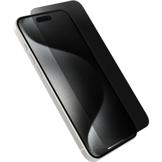 OtterBox Premium Pro Glass Antimicrobial Privacy Apple iPhone 15 Pro Max (6.7) Screen Protector Clear-(77-94012),DROP+ 6ft Protection,2 Years Warranty