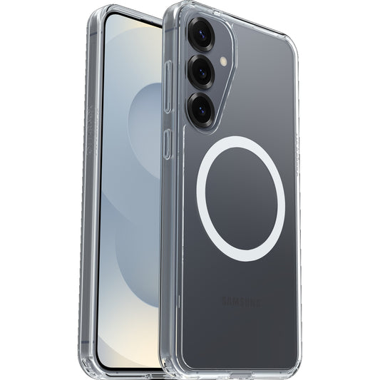 OtterBox Symmetry Clear Magnets Samsung Galaxy S25 5G (6.2") Case Clear - (77-97403), DROP+ 3X Military Standard, Raised Edges, 7 Years Warranty
