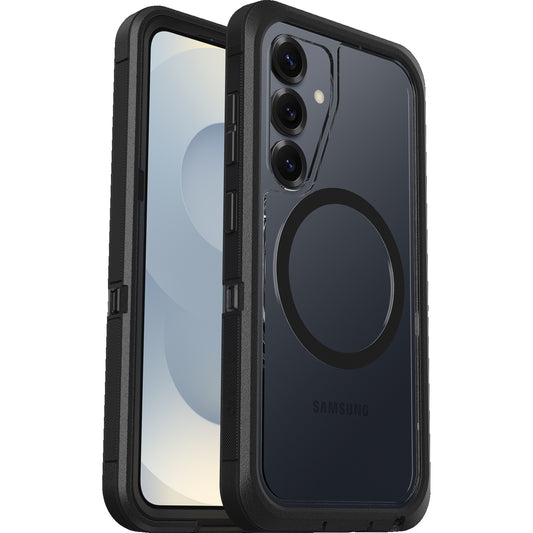 OtterBox Defender XT Clear Magnets Samsung Galaxy S25 5G (6.2") Case Dark Side Clear/Black - (77-97580), DROP+ 7X Military Standard, 7 Years Warranty