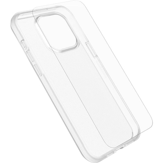 OtterBox React Case with Screen Protector Apple iPhone 15 Pro Max (6.7") Clear - (78-81237), DROP+ Military Standard,2X Anti-Scratch,7 Years Warranty