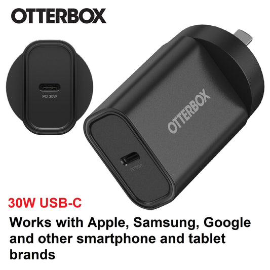 OtterBox 30W USB-C (Type I) PD Fast Wall Charger - Black (78-81351), Compact, Drop Tested,Safe  Smart Charging,Best for Apple, 2 Years Warranty