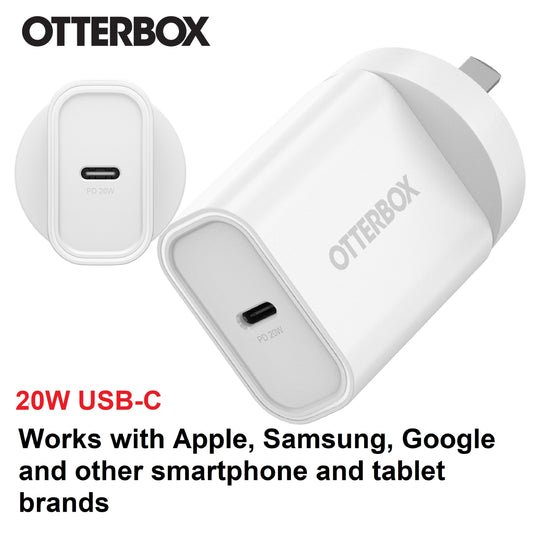 OtterBox 20W USB-C (Type I) PD Fast Wall Charger - White (78-81352), Compact, Drop Tested,Safe  Smart Charging,Best for Apple, 7 Years Warranty