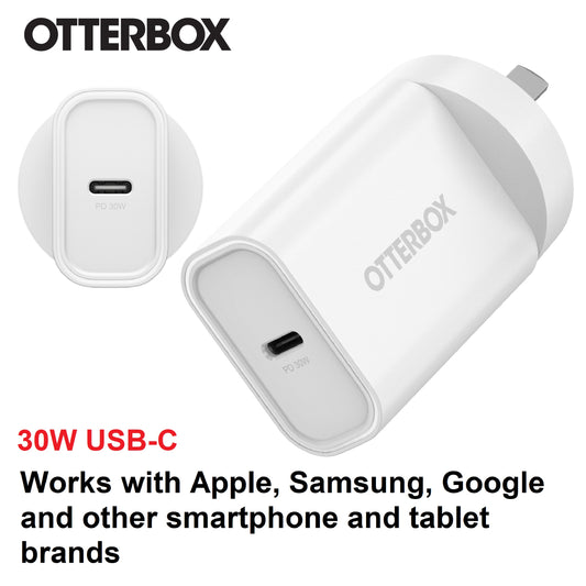 OtterBox 30W USB-C (Type I) PD Fast Wall Charger - White (78-81353), Compact, Drop Tested,Safe  Smart Charging,Best for Apple, 7 Years Warranty