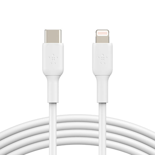 Belkin BoostCharge Lightning to USB-C Cable (1M) - White (CAA003bt1MWH), 18W, 480Mbps, 25K+ Bends, Apple iPhone/iPad, MFi-Certified, 2 Years Warranty