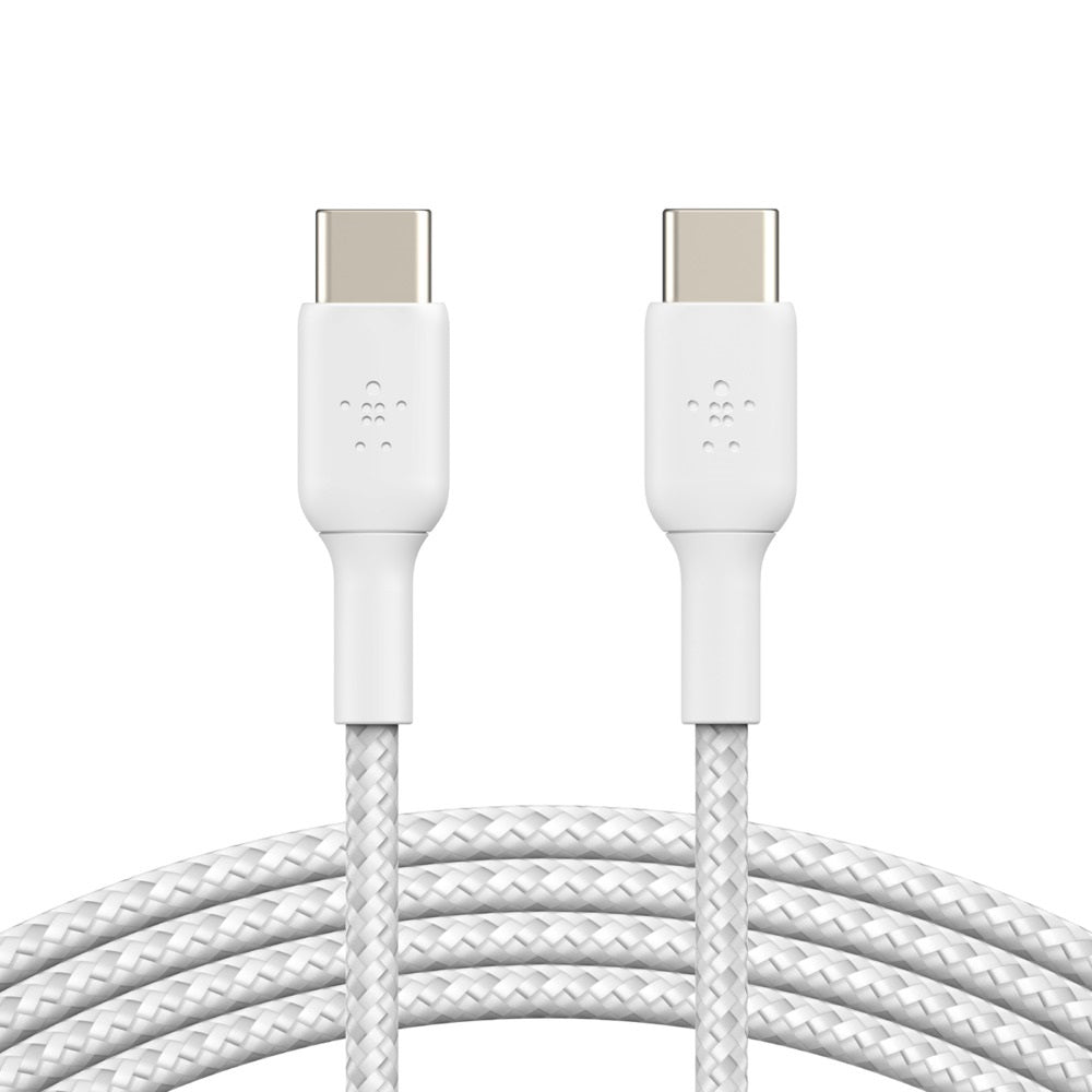 Belkin BoostCharge USB-C to USB-C Cable (1M) - White (CAB004bt1MWH), 60W, 480Mbps,25K+ bend, Samsung Galaxy, iPad, MacBook  Google, 2 Years Warranty