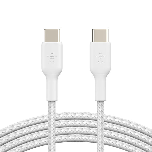 Belkin BoostCharge USB-C to USB-C Cable (1M) - White (CAB004bt1MWH), 60W, 480Mbps,25K+ bend, Samsung Galaxy, iPad, MacBook  Google, 2 Years Warranty