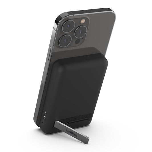 Belkin BoostCharge 5K mAh Magnetic Wireless Power Bank + USB-C Cable + Stand - Black (BPD004btBK), 7.5W, Compact  Light Design, 2 Years Warranty