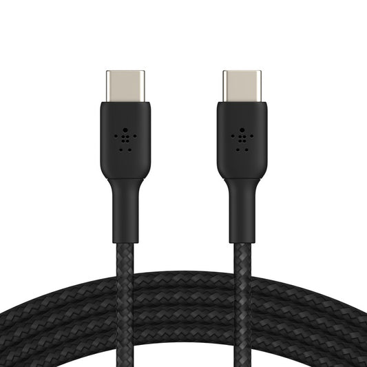 Belkin BoostCharge Braided USB-C to USB-C Cable (0.15M) - White (CAB004bt0MWH),60W,480Mbps,30K+ Bends, Double-Braided,USB-IF Certified,2 Year Warranty
