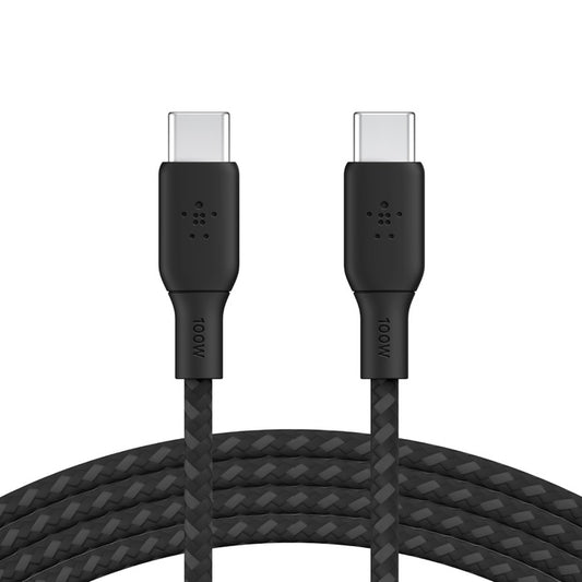 Belkin BoostCharge USB-C to USB-C Cable (3M) (Pack of 1) - Black (CAB014bt3MBK), 100W, 480Mbps, 30K+ bend, Samsung Galaxy, iPad, 2 Years Warranty