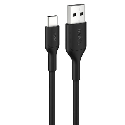 Belkin BoostCharge USB-C to USB-A Cable (1M) - Black (CAB021fq1MBK),3A/15W, 480MBPS, 300K+ Bends, Apple, Samsung, USB-IF Certified,2 Years Warranty